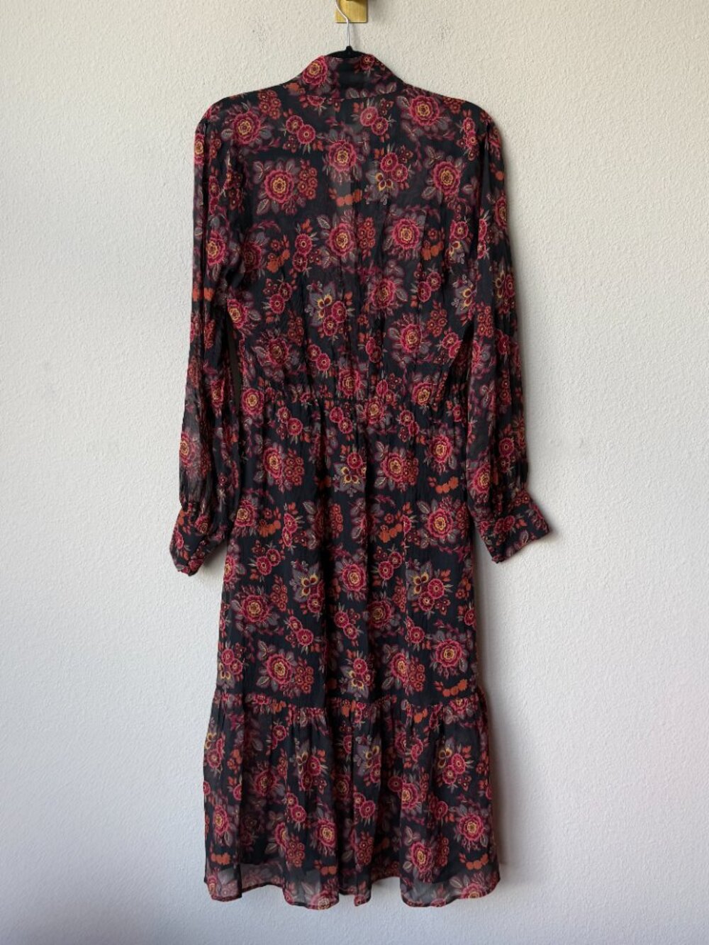 PAIGE Koralina Silk Floral Midi Dress Size M - Picture 3 of 6